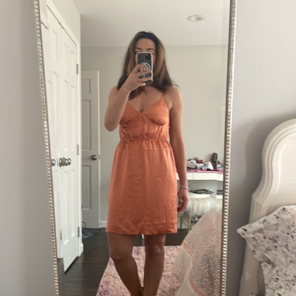 J Crew Coral Silk Slip Dress Sz 4 - Picture 7 of 8